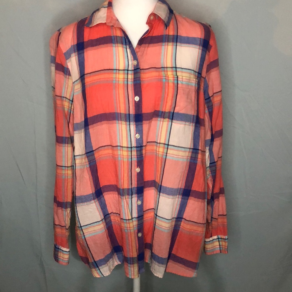 Old Navy The Classic Shirt Button Down Plaid Women’s Size Large EUC
